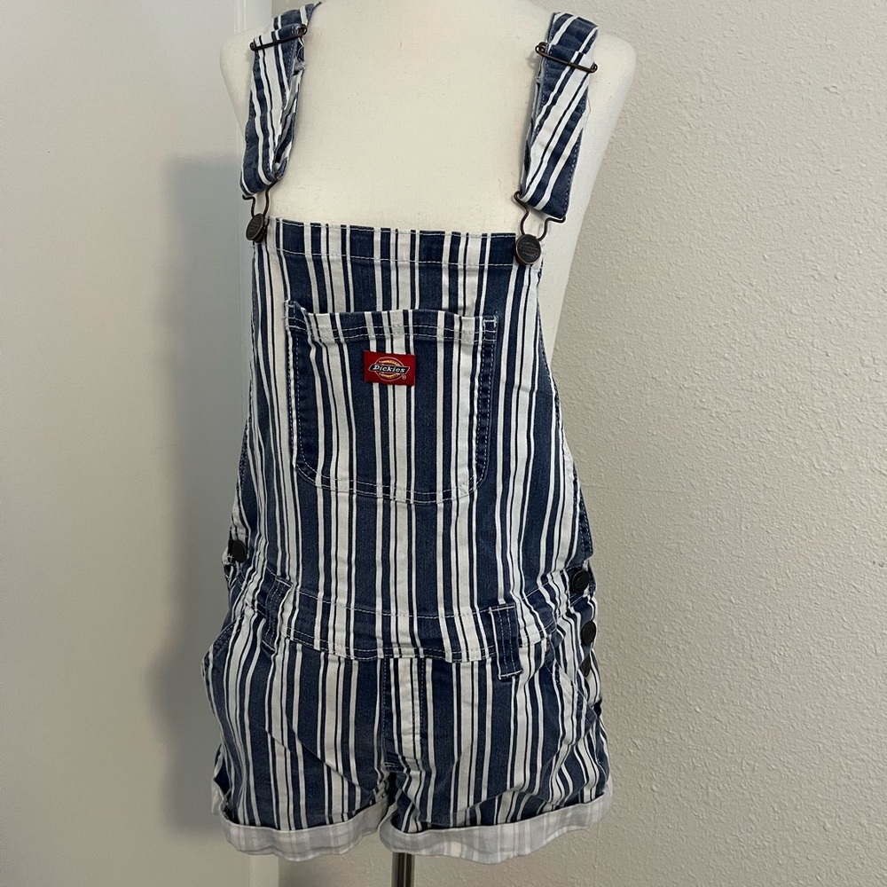 Dickies Navy and White Striped Overalls